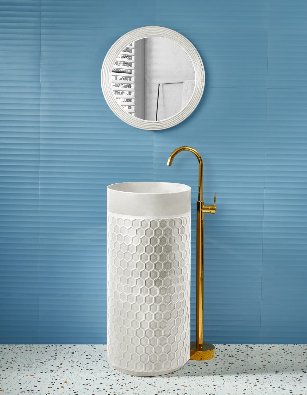 Marbo Ceramic pedestal wash basin | EQAS-005