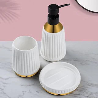 Marbo 3 PCS BATHROOM SET (Soap Dispenser, Toothbrush Holder, Soap Dish) NZBA-405