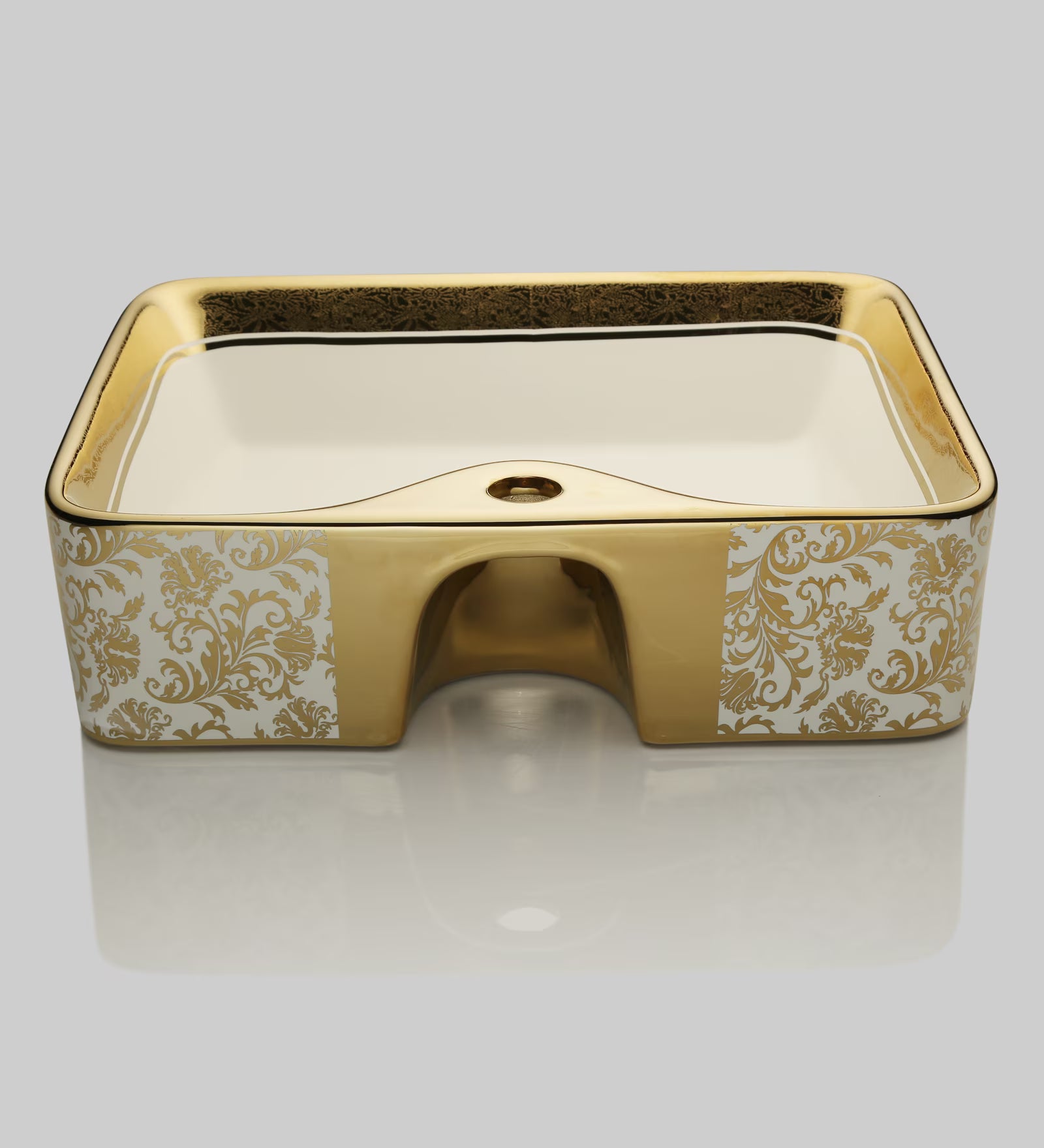 Rectangular Shape Golden Counter Top Wash Basin (480/370/135 mm), 0 Review