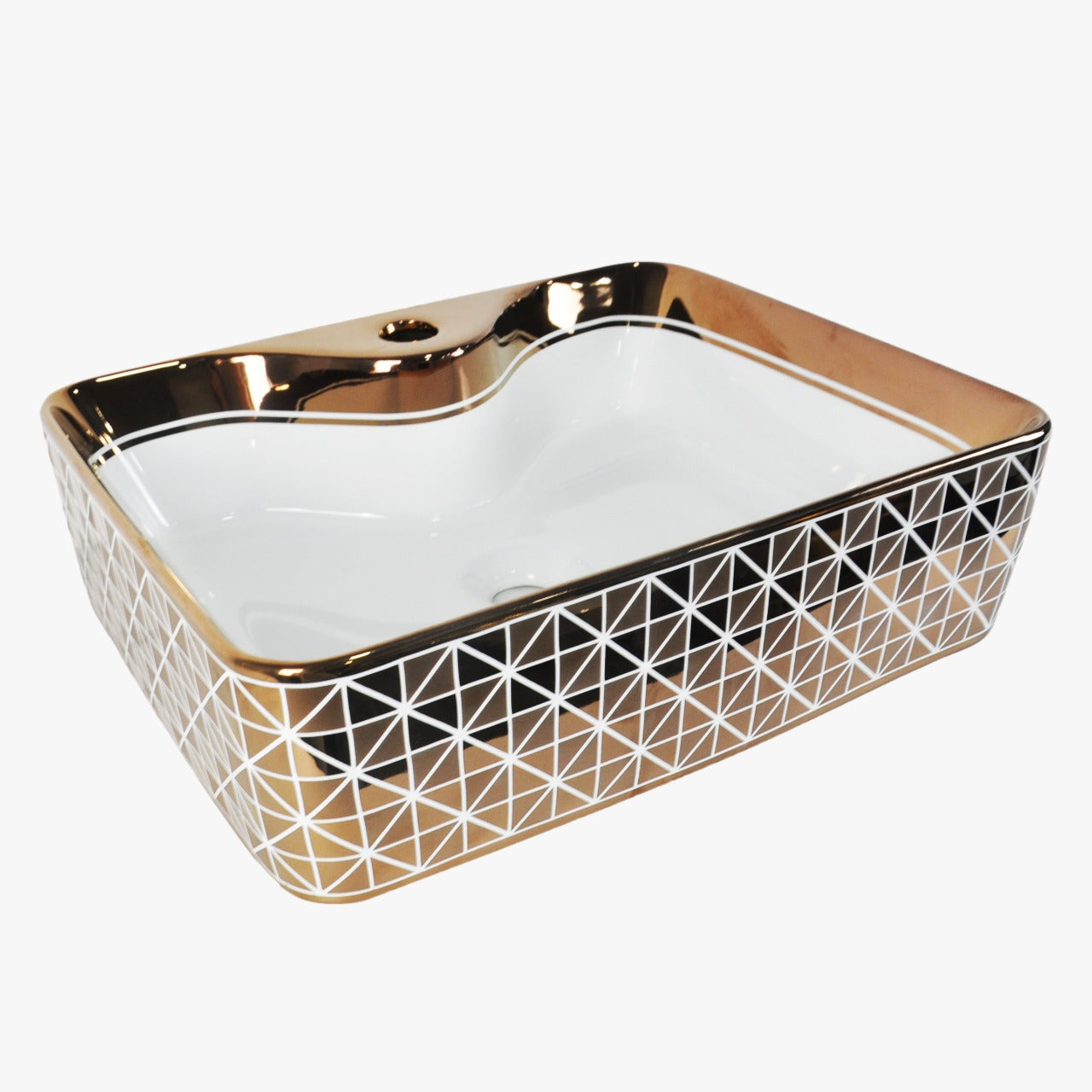 MARBO WHITE &ROSEGOLD GLOSSY TABLE TOP | N 829