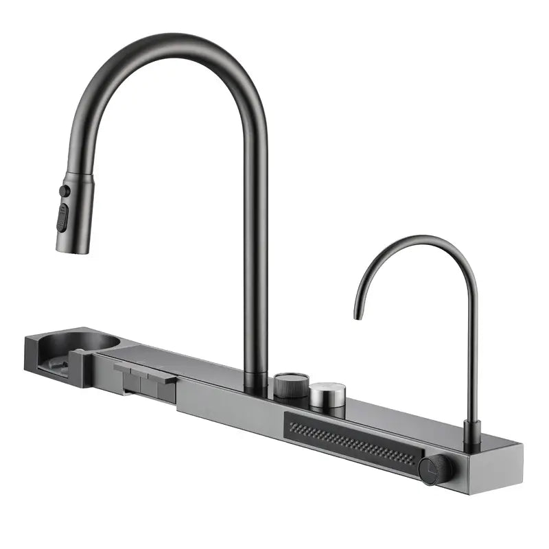 - Premium Black Kitchen Sink – MARBO 304 SS, Waterfall Style, Single Bowl
