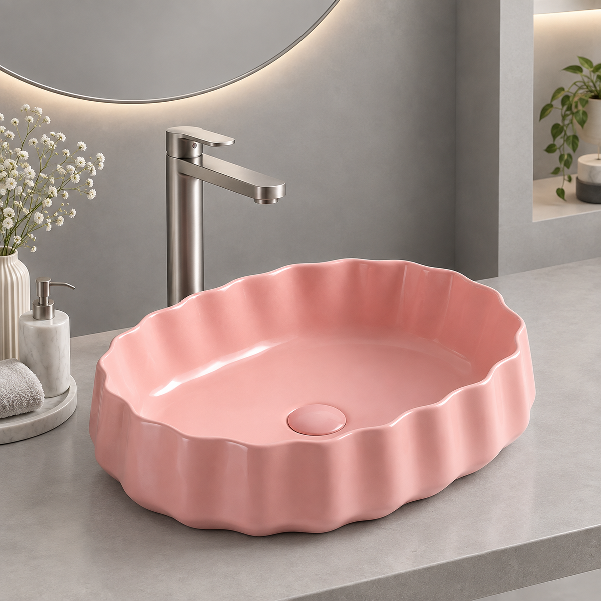 Marbo Pink Sculpted Basin| NCTT 873