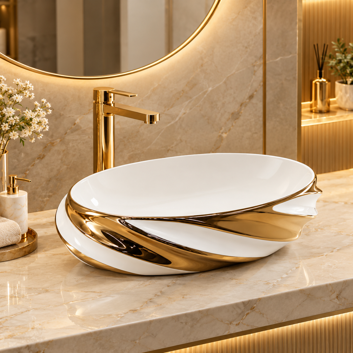 Marbo Royal Gold Sculpted Basin | NCTT 884
