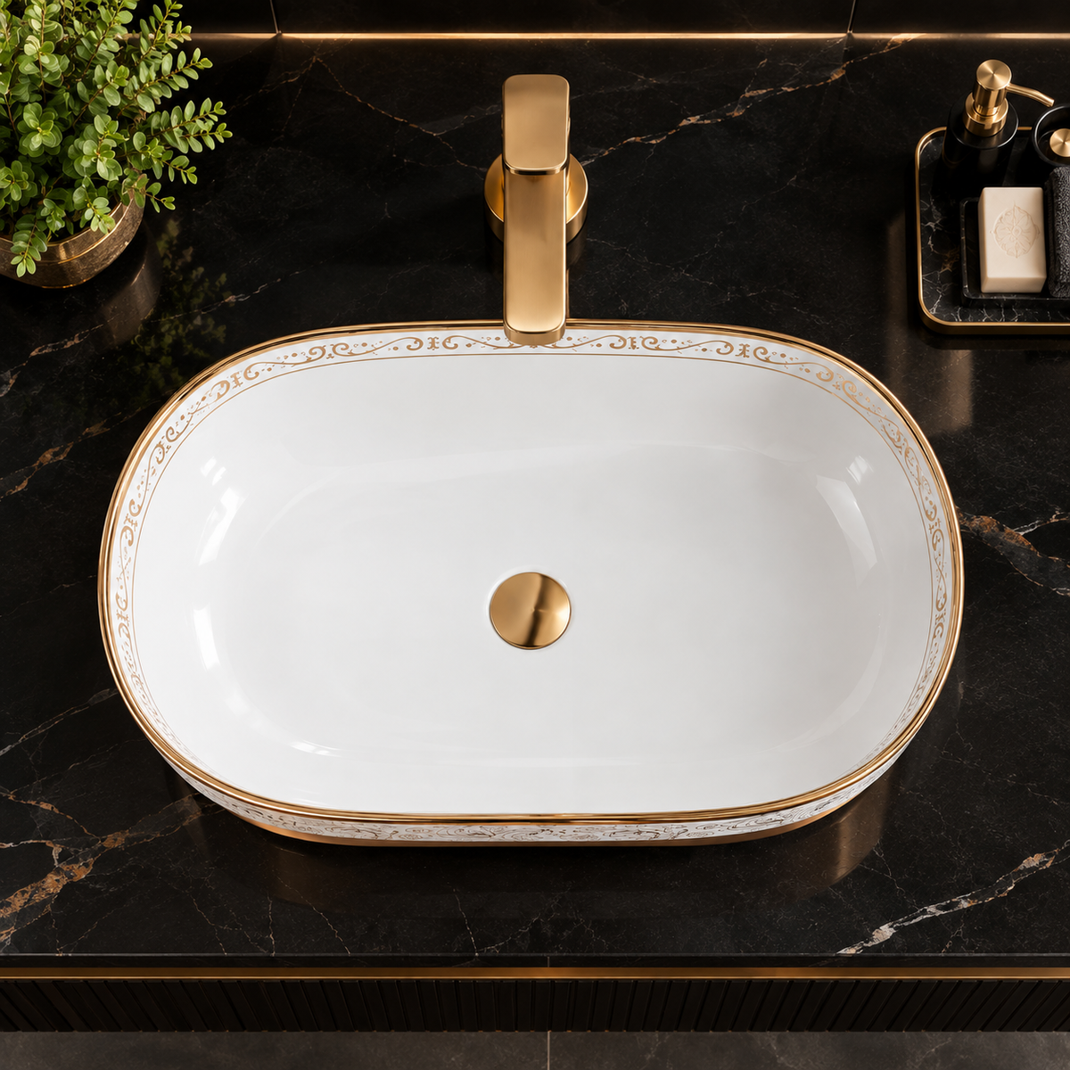 Marbo Rose Gold Edge  Wash Basin | NCTT 949
