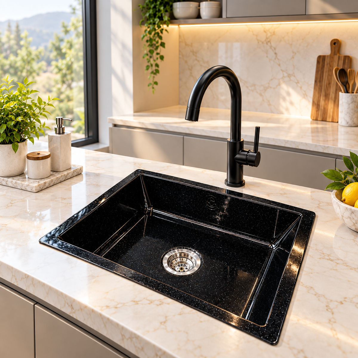Marbo Artificial Glossy Black Sink