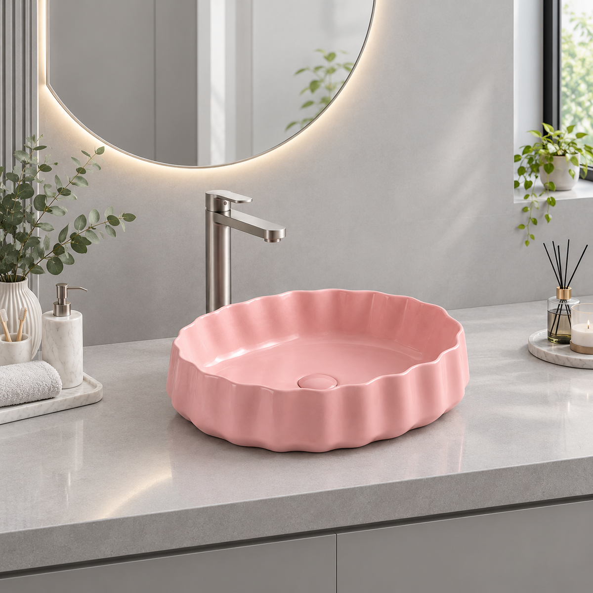 Marbo Pink Sculpted Basin| NCTT 873