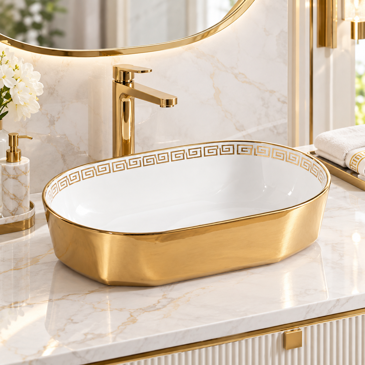 Marbo Royal Greek Key Wash Basin| NCTT 950