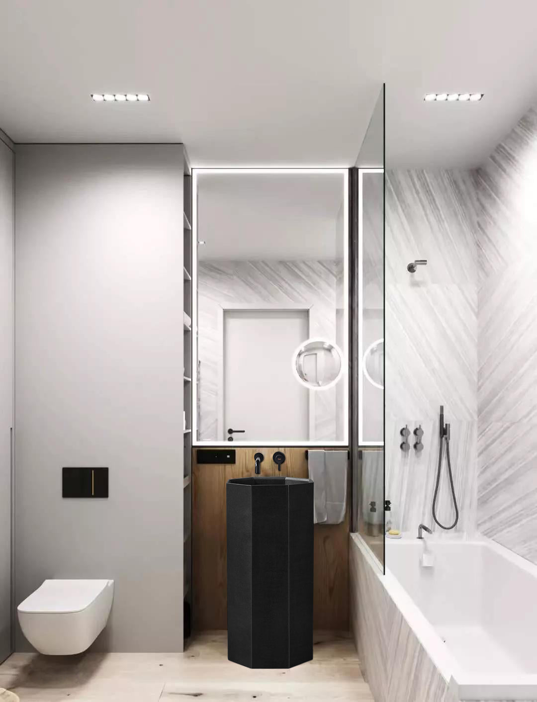 Marbo Black Pedstal stainless basin | EQAS 009