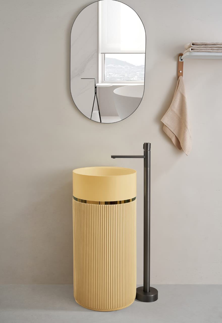 Marbo Graphite Flute Pedestal Basin |EQAS 033