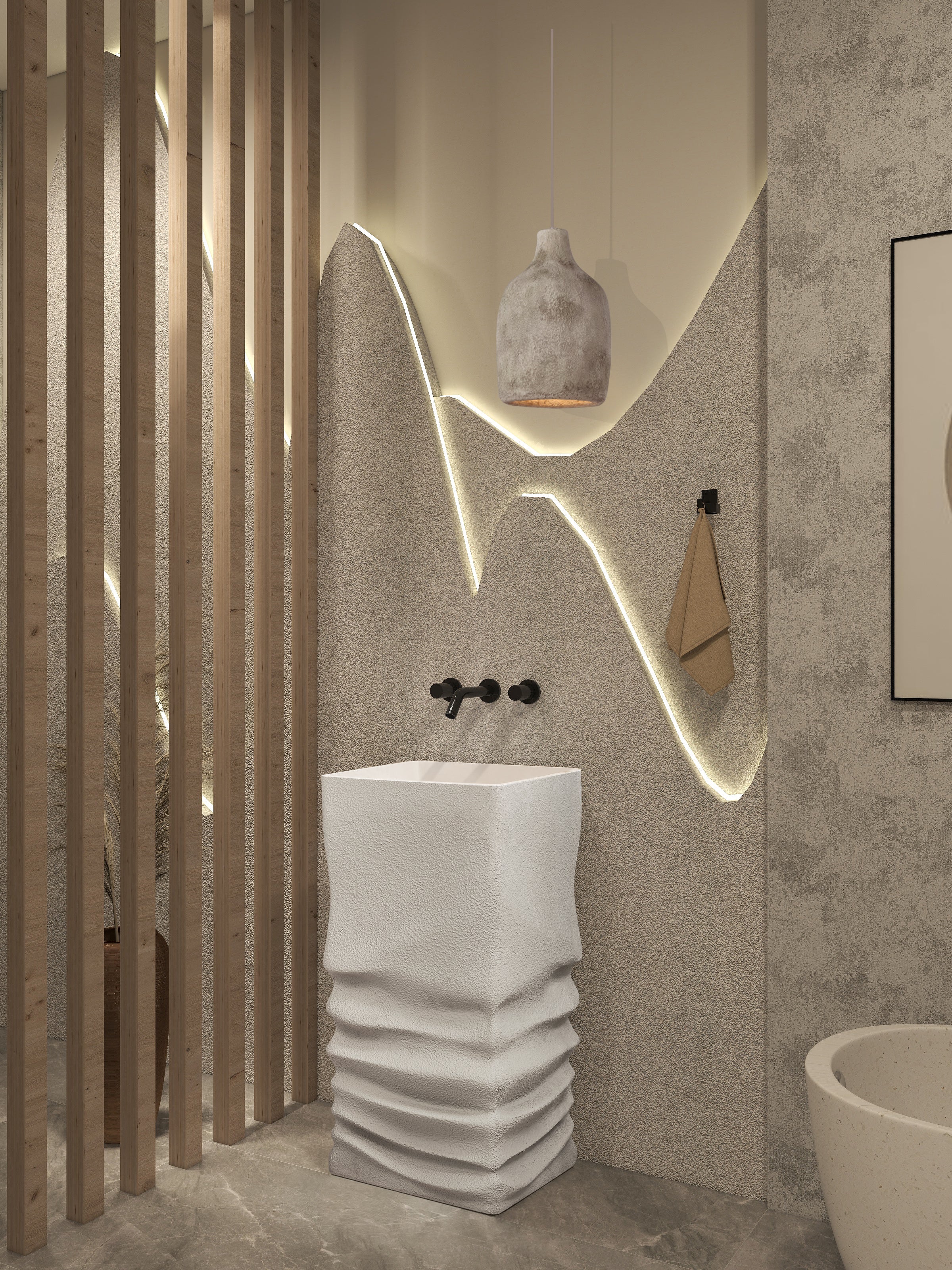 Marbo Artificial Stone Japandi style  Basin | EQAS040