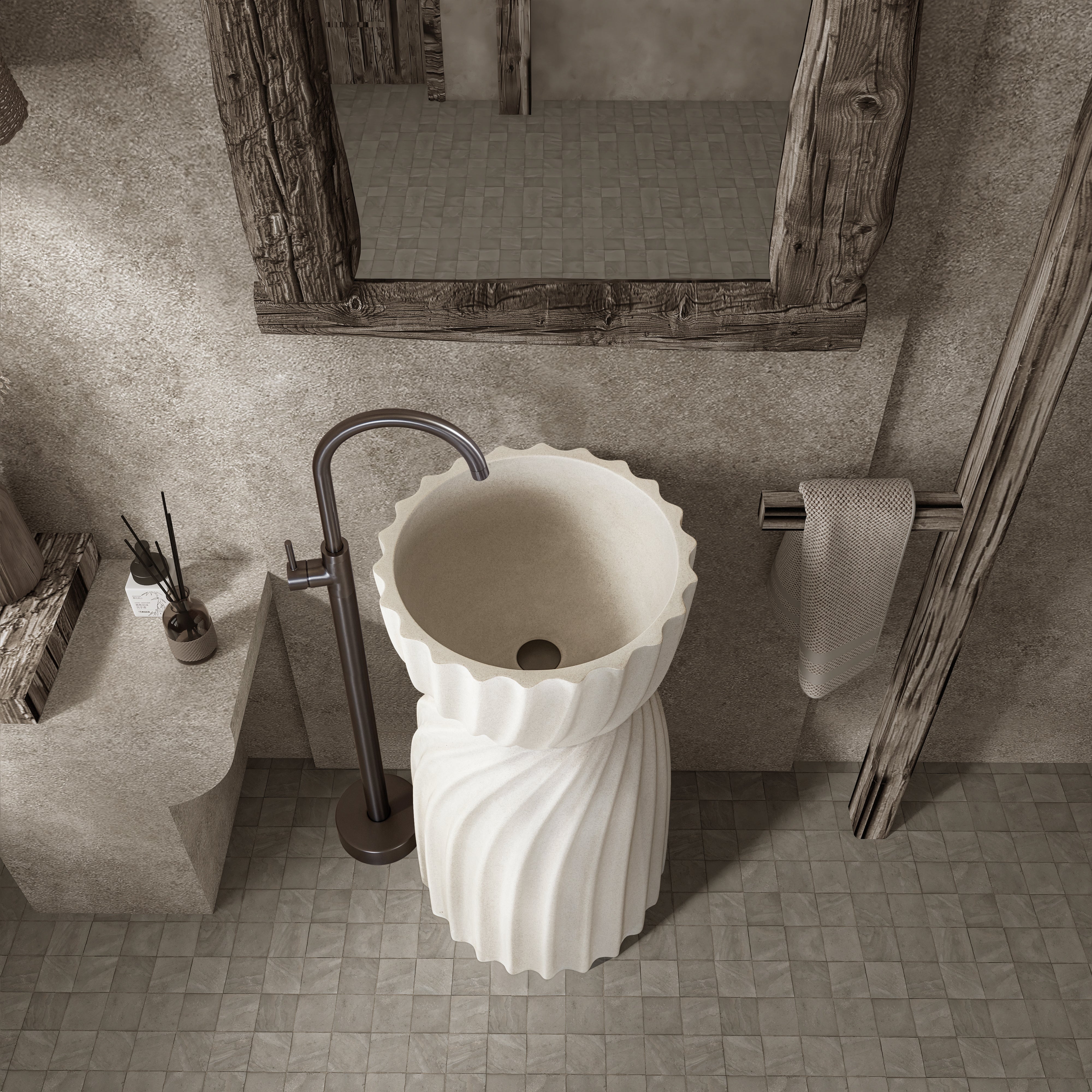 Marbo Cream wind skirt column basin |EQAS042