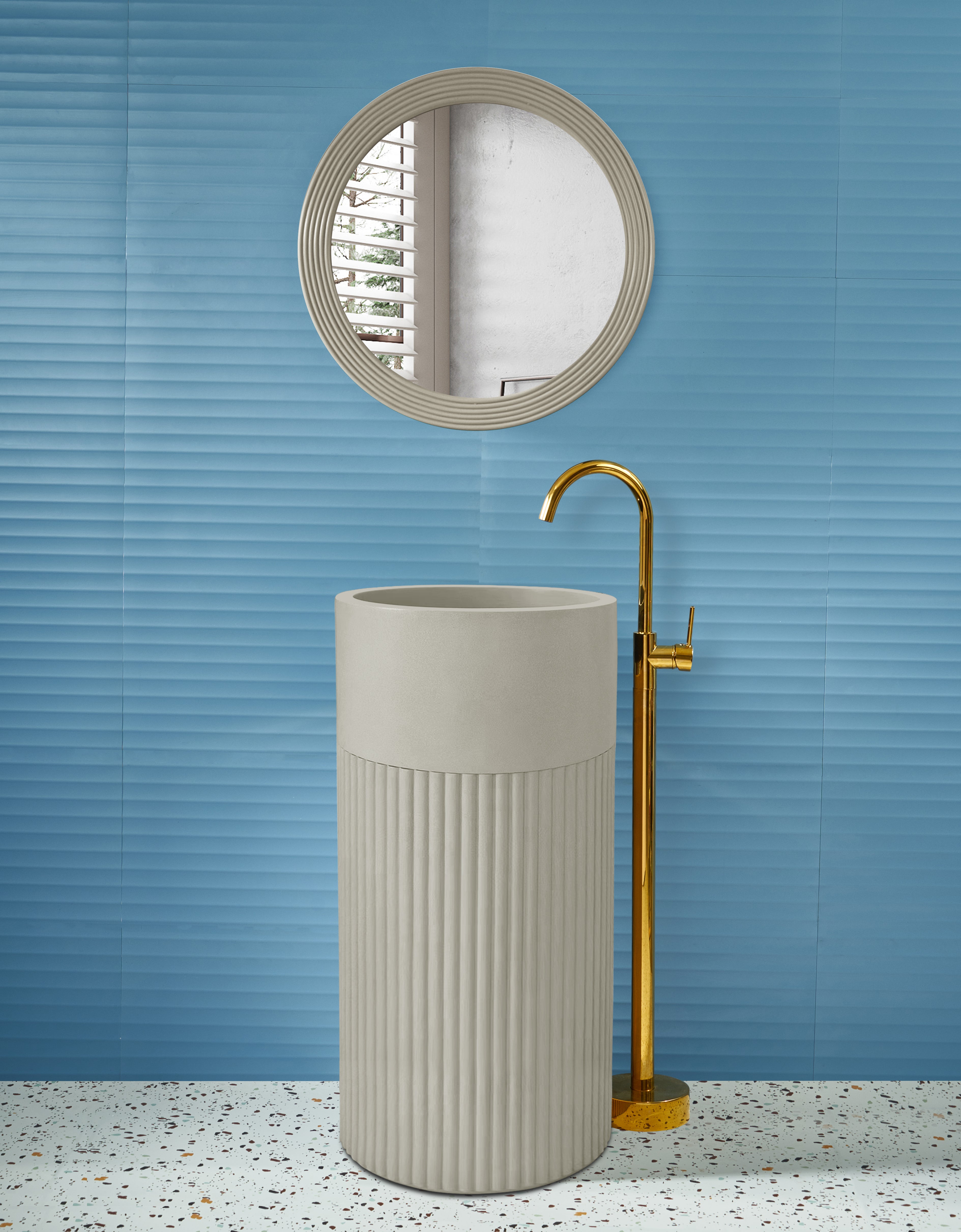 Marbo Off white slimmer style pedestal  basin| EQAS58