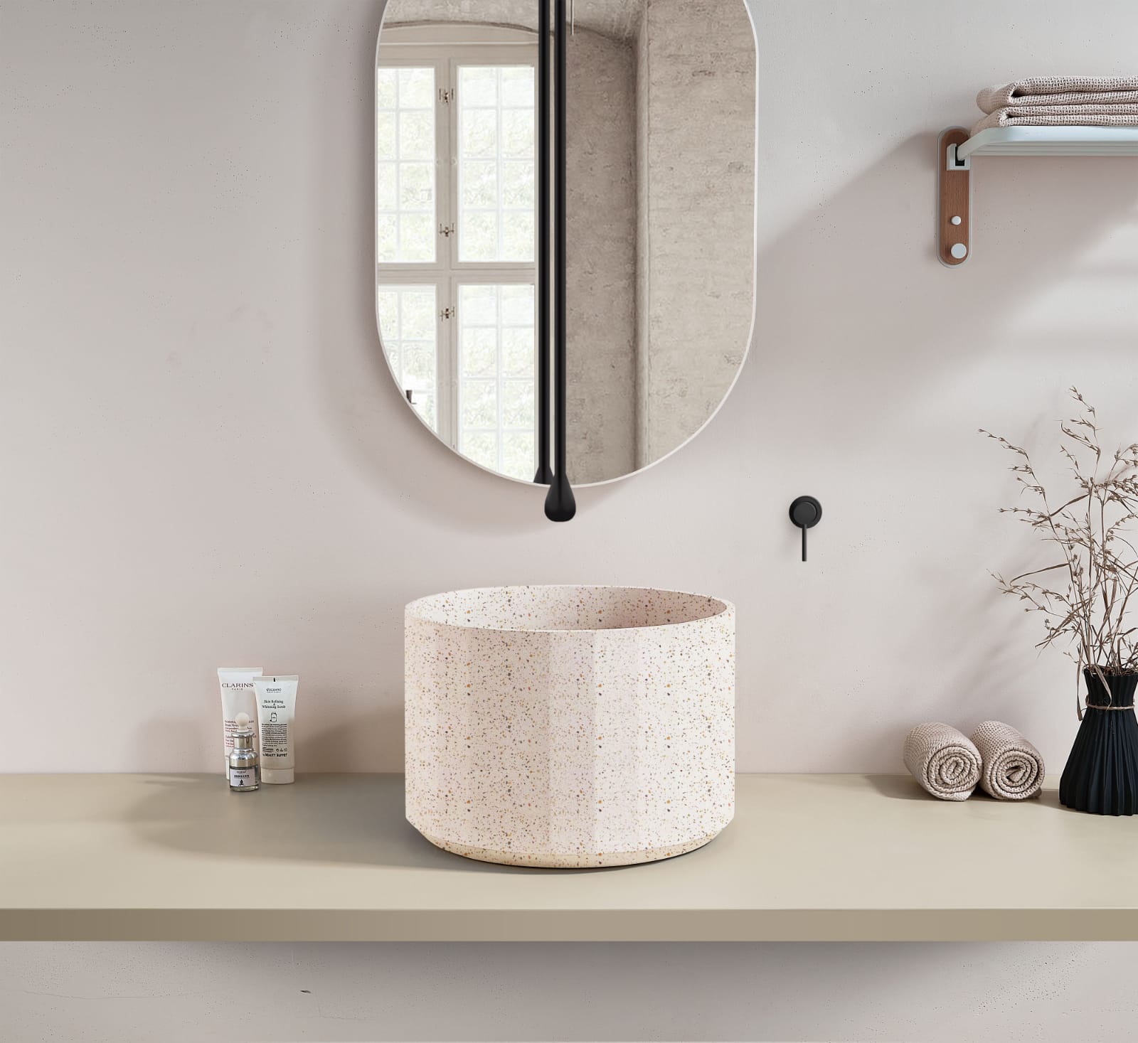 Marbo White premium terrazzo basin |EQAT02