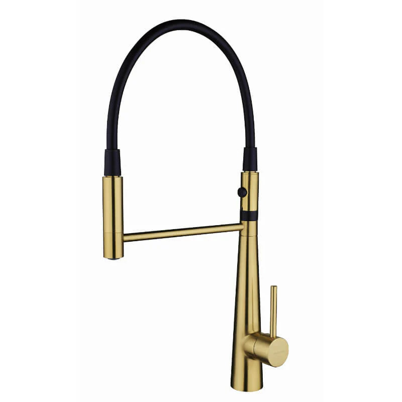 Marbo Kitchen Brushed Gold Basin 360°  Flexible Hose Single Handle Hot and Cold Water Mixer Tap Sink Faucet | ERQ 306