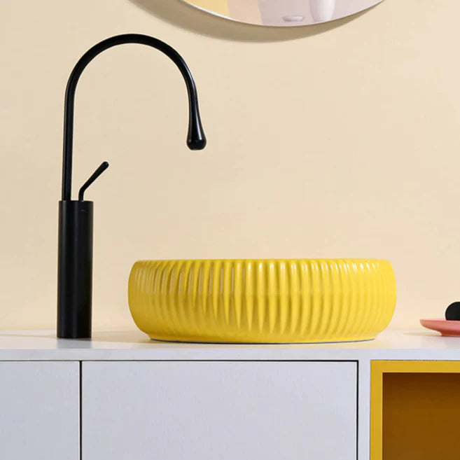 MARBO yellow colour couter top wash basin size 400*400*110 mm
