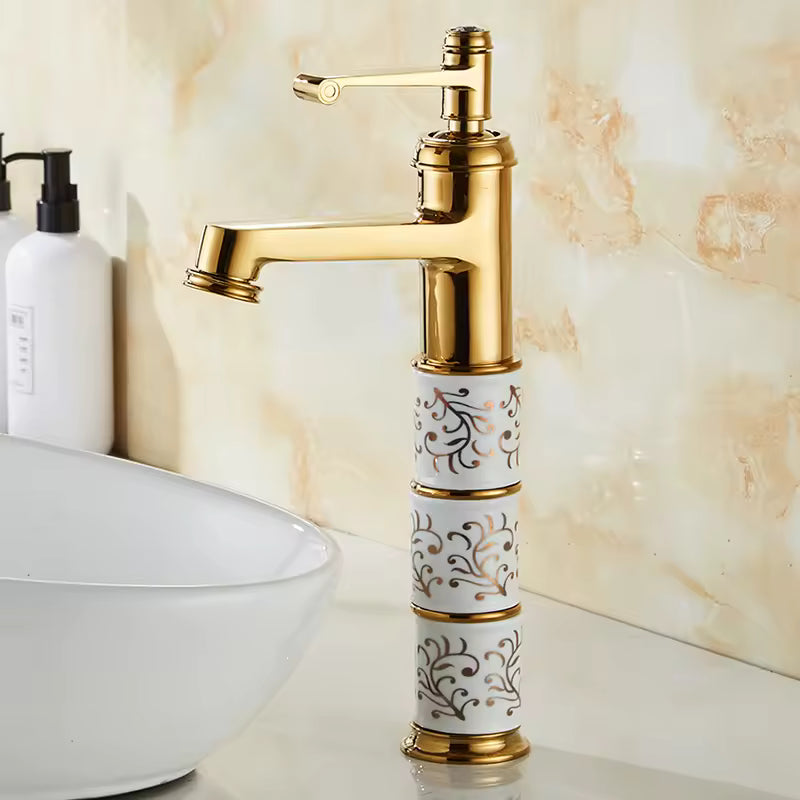 - MARBO Gold Bathroom Faucet – Hot/Cold, Brass, Vintage Style
