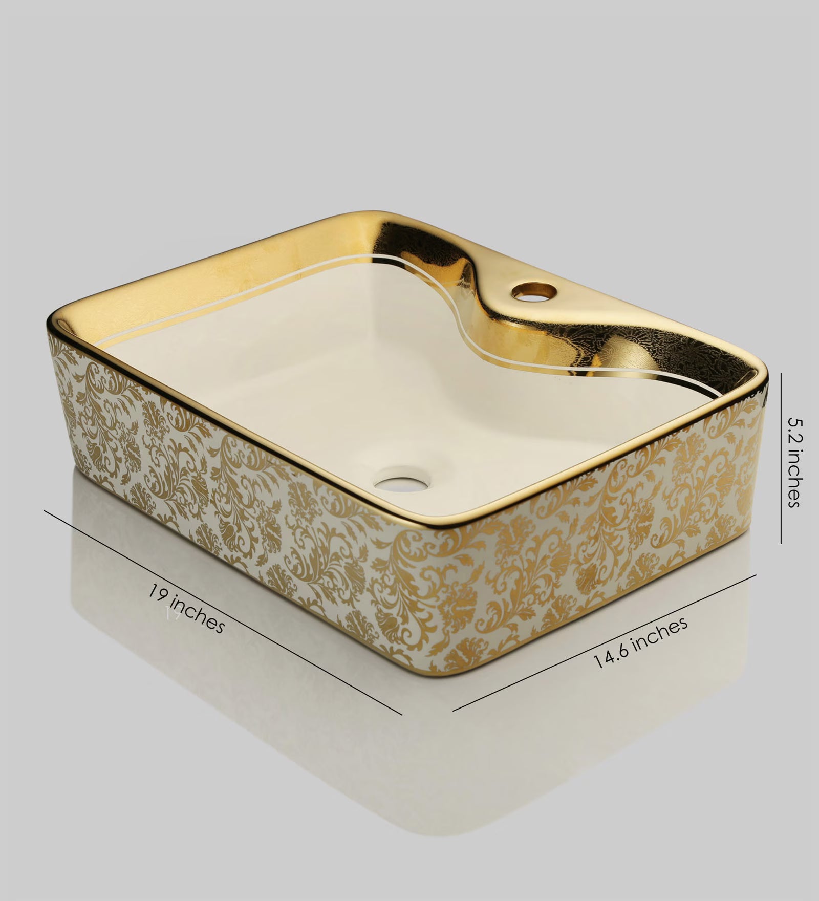 Rectangular Shape Golden Counter Top Wash Basin (480/370/135 mm), 0 Review