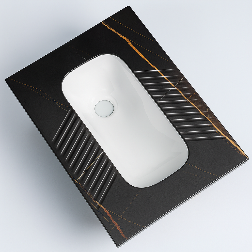 WC PAN MATT BLACK MARBLE INDIAN TOILET | WC 02