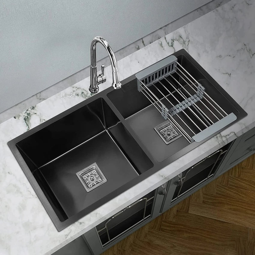 HANDMADE DOUBLE BOWL SINK (BLACK)