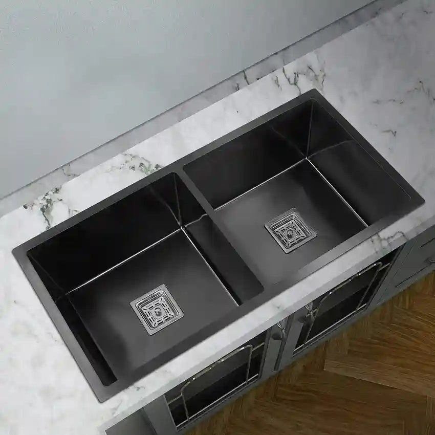 HANDMADE DOUBLE BOWL SINK (BLACK)