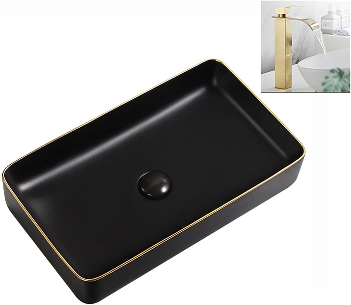 Gold Line Ceramic Wash Basin – MARBO Matte Finish, Tabletop Use