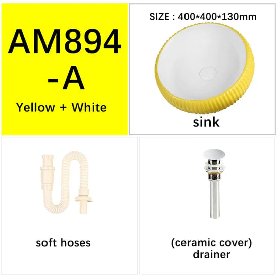 MARBO yellow colour couter top wash basin size 400*400*110 mm