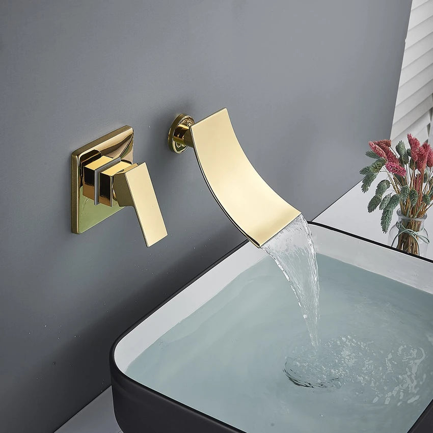 Waterfall Spout Faucet – Dual Hole Basin Mixer, Single Lever