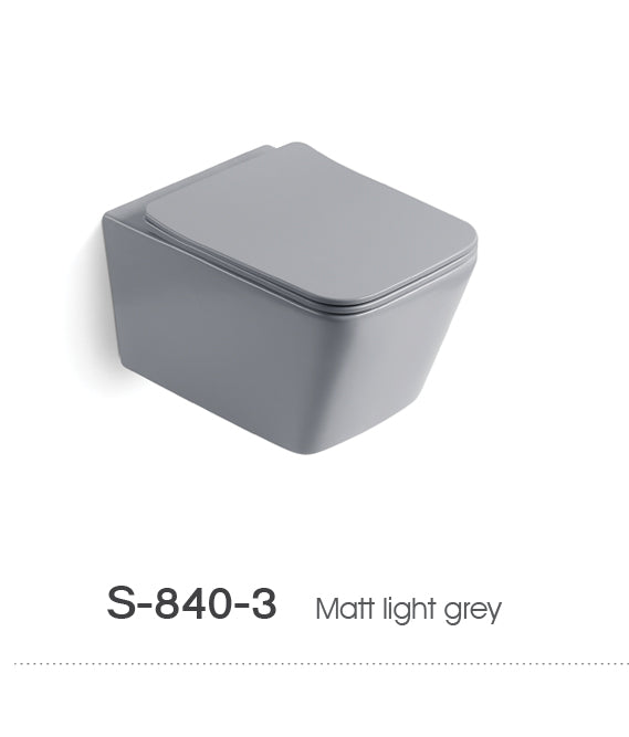 Matt light grey toilet seat on a white background