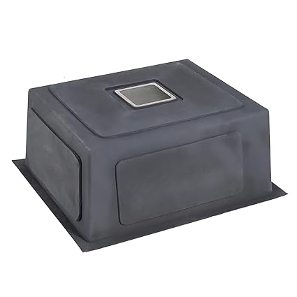 Rectangular black plastic cover with a square window on a white background