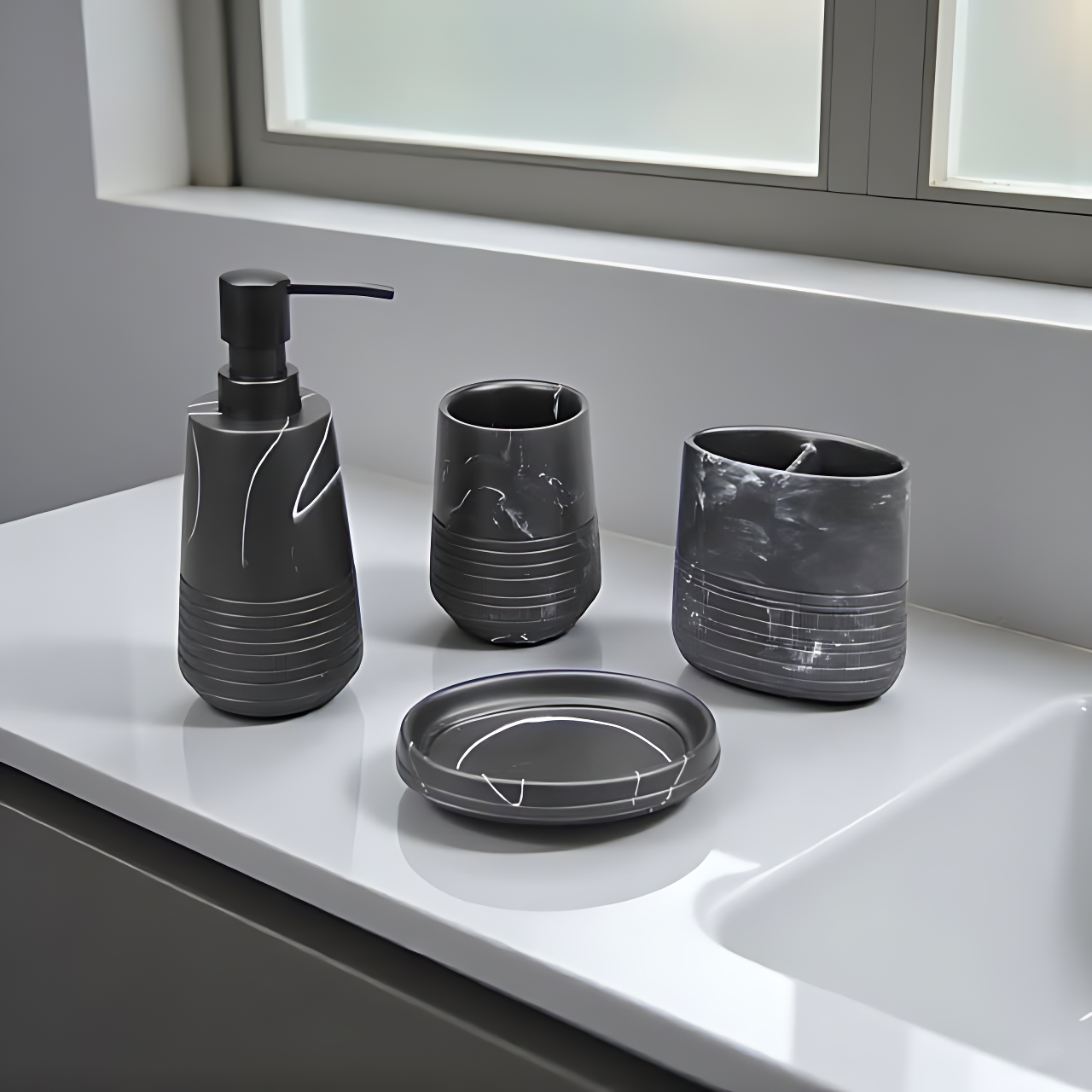 Black Art Stone Liquid Dispenser