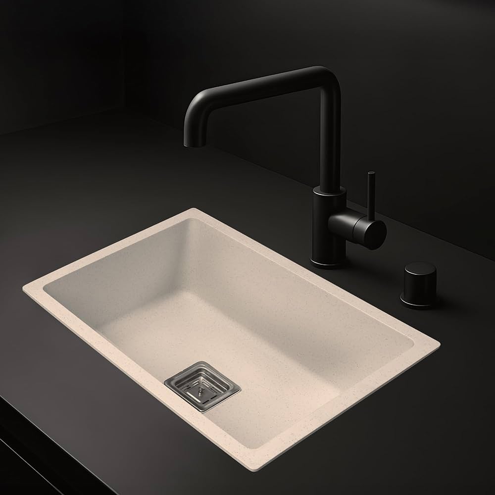 best kitchen quartz sink with black faucet