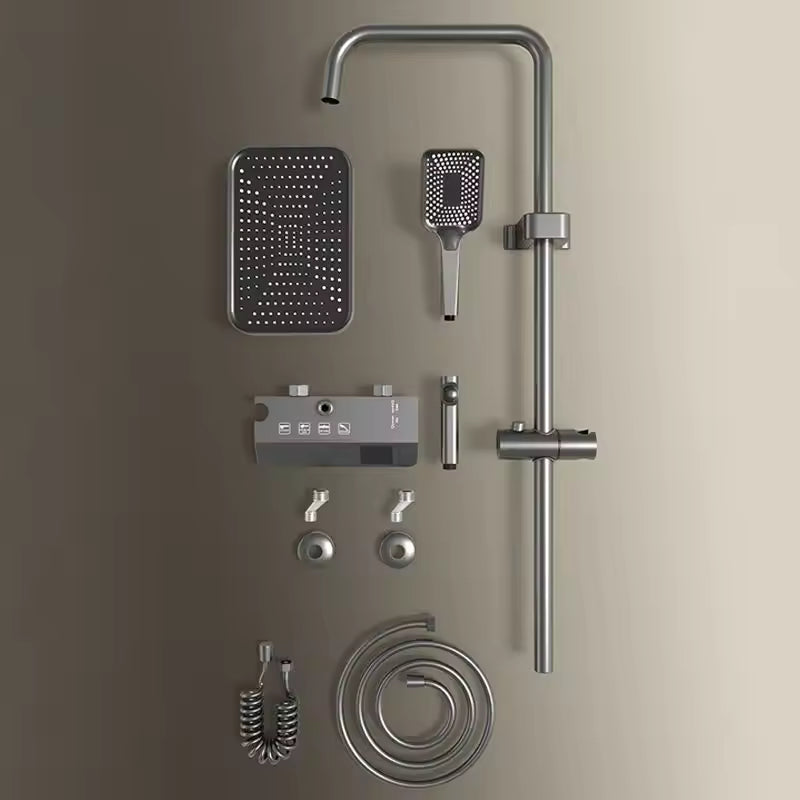 - MARBO Premium LED Shower Set – Grey Piano Finish, Digital Smart Faucet