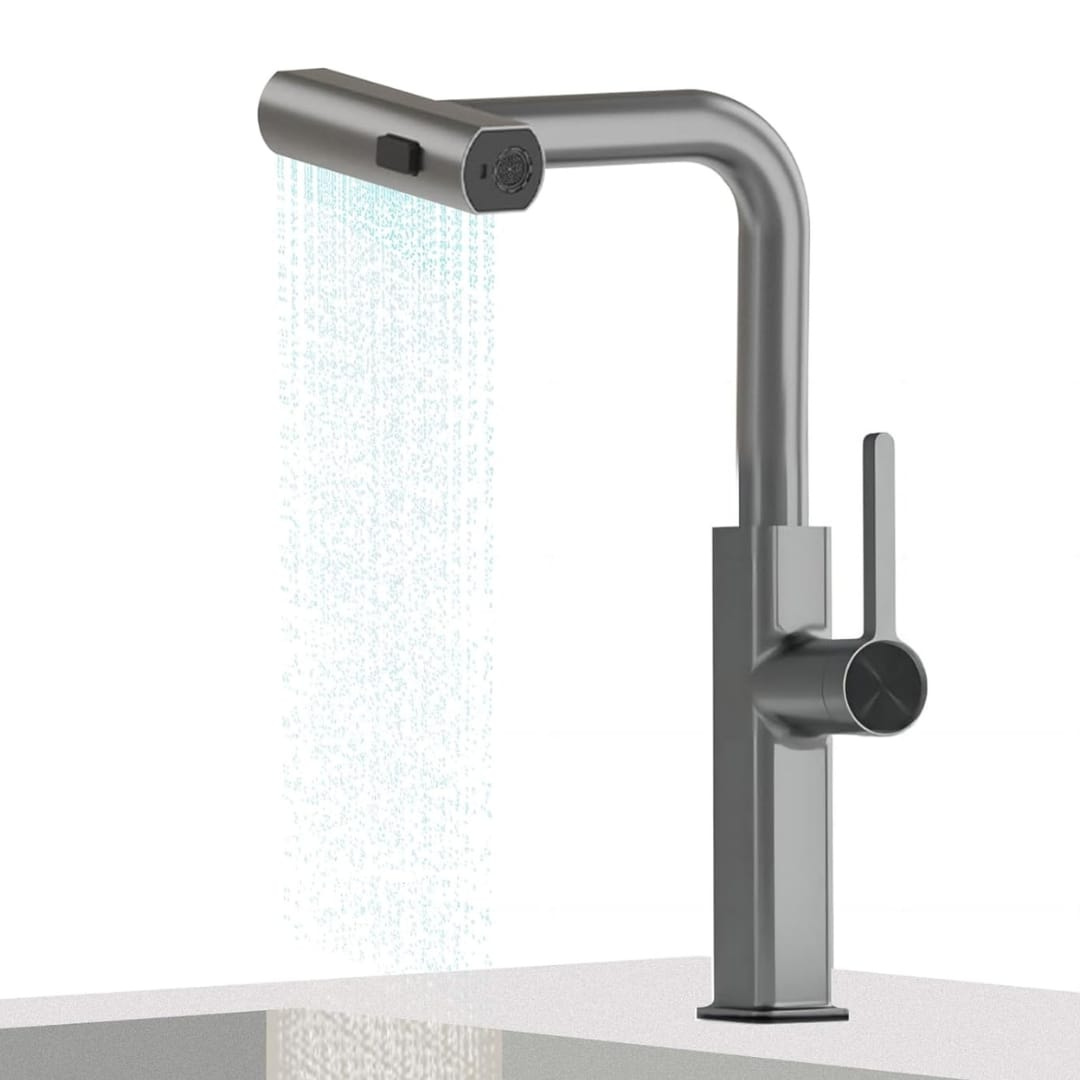 Waterfall Kitchen Faucet – MARBO 360° Brass, Pull-Out Design
